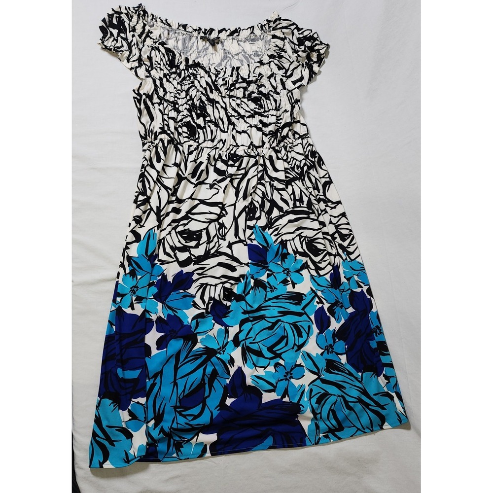 Signature London Style Womens XL Dress Off the Shoulder Floral Peasant Gypsy